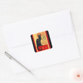 Le Chat Noir, The Black Cat, Art Vierkante Sticker (Envelop)