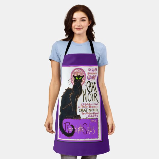 Le Chat Noir, The Black Cat in Paars, Schort (Gedragen)