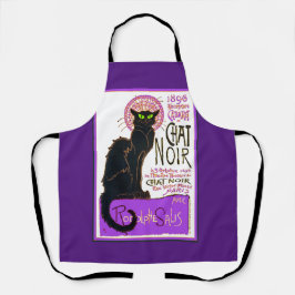 Le Chat Noir, The Black Cat in Paars, Schort