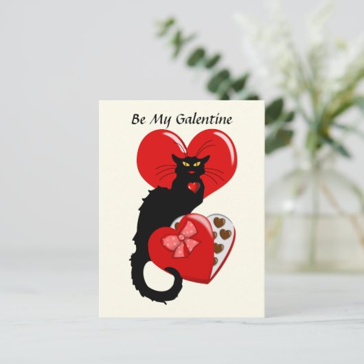 Le Chat Noir Valentijnsdag Briefkaart (Staand voorkant)