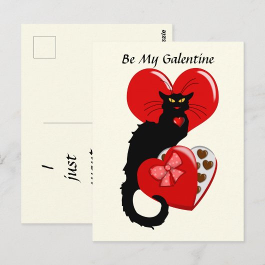 Le Chat Noir Valentijnsdag Briefkaart (Voorkant / Achterkant)