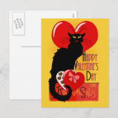 Le Chat Noir Valentijnsdag Feestdagenkaart (Voorkant / Achterkant)