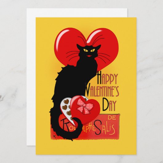 Le Chat Noir Valentijnsdag Kaart (Voorkant / Achterkant)