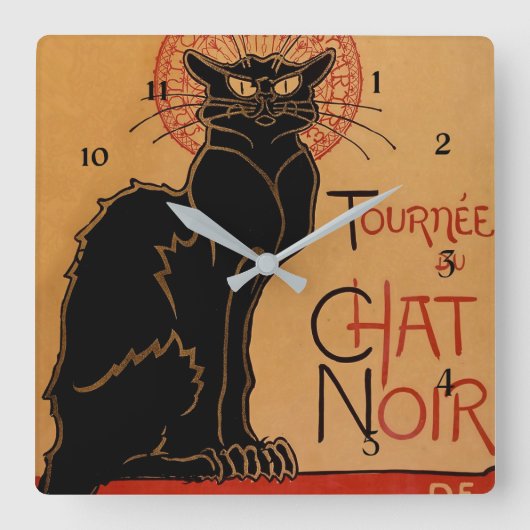 "Le Chat Noir" van Theophile Steinlen Vierkante Klok (Voorkant)