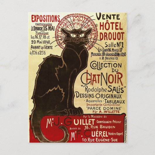 Le Chat Noir, Vente Hôtel Drouot Fine Art Briefkaart (Voorkant)