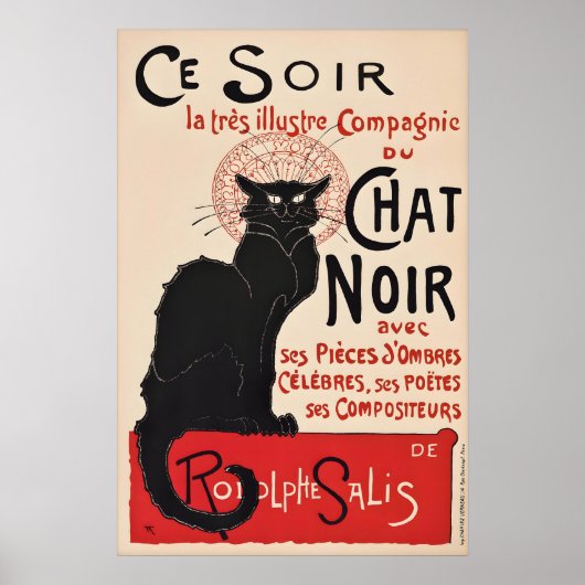 Le Chat Noir Vintage Poster Print, Paris Cabaret (Voorkant)