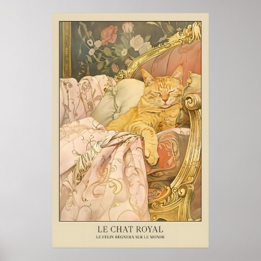 Le Chat Royal Cat Art Print French Style Feline (Voorkant)