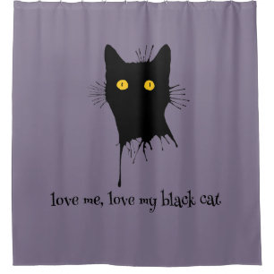 Le Chaton Noir Love me My Black Cat Lover Douchegordijn