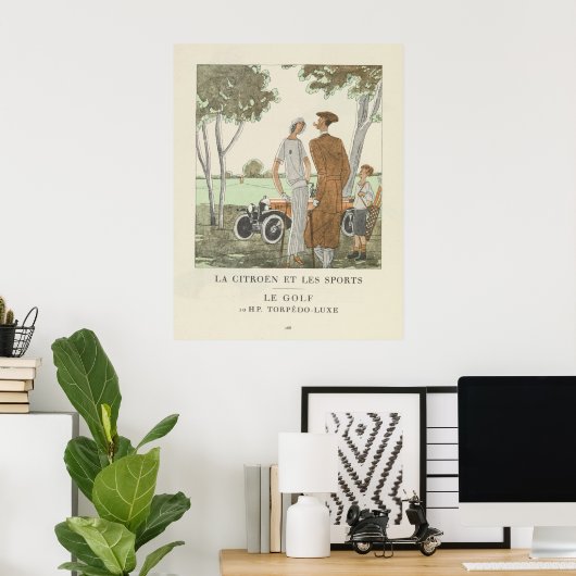 Le Citroën et les Sports -  golfprint Poster (Thuiskantoor)