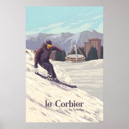 Le Corbier Skigebied Frankrijk Reisposter Poster (Voorkant)