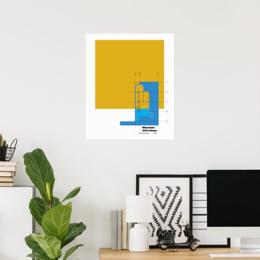 Le Corbusier Maison Citrohan Art Poster (Thuiskantoor)