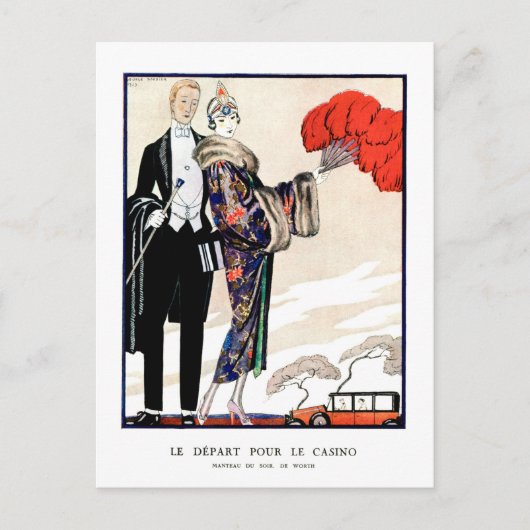Le départ pour le casino door George Barbier Briefkaart (Voorkant)