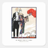 Le départ pour le casino door George Barbier Vierkante Sticker (Voorkant)