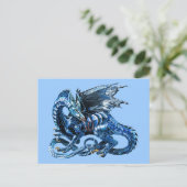 Le dragon bleu - briefkaart (Staand voorkant)