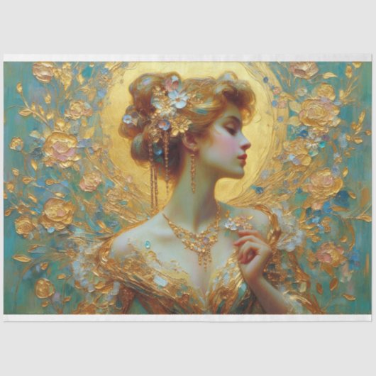 Le Femme Art Nouveau Beauty Romance Decoupage Tissuepapier (Voorkant)