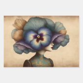 Le Femme Blue Pansy Decoupage Inpakpapier (Voorkant 3)