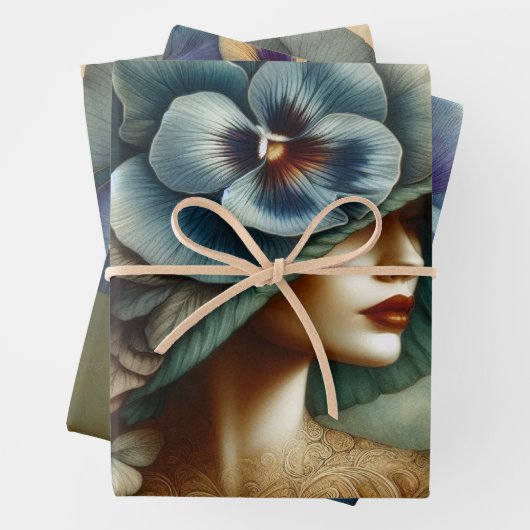 Le Femme Blue Pansy Decoupage Inpakpapier (In situ)