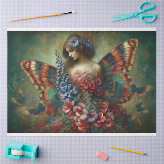 Le Femme Butterfly Beauty Fleur Decoupage Tissuepapier (Craft)