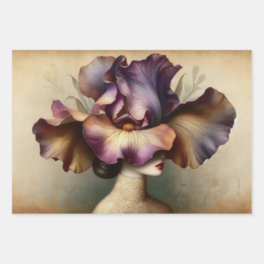 Le Femme Iris Decoupage Flat Wrapping Cadeaupapier (Voorkant)