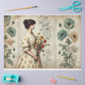 Le Femme Oude Wereld Bloemen Victoriaans Decoupage Tissuepapier (Craft)