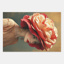 Le Femme Peony Decoupage Flat Wrapping Cadeaupapie Inpakpapier Vel