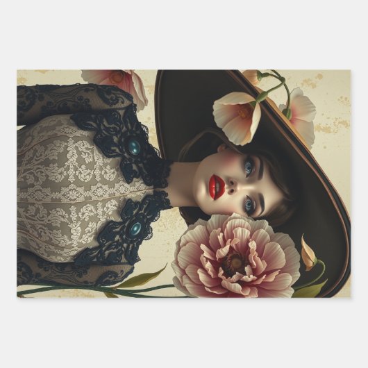 Le Femme Wrapping Paper Flat Sheet Decoupage (Voorkant 3)