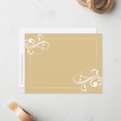 Le Fleur (wit/beige) 4,25x5.5 Flat Note Car Notitiekaartje (Voorkant / Achterkant in situ)