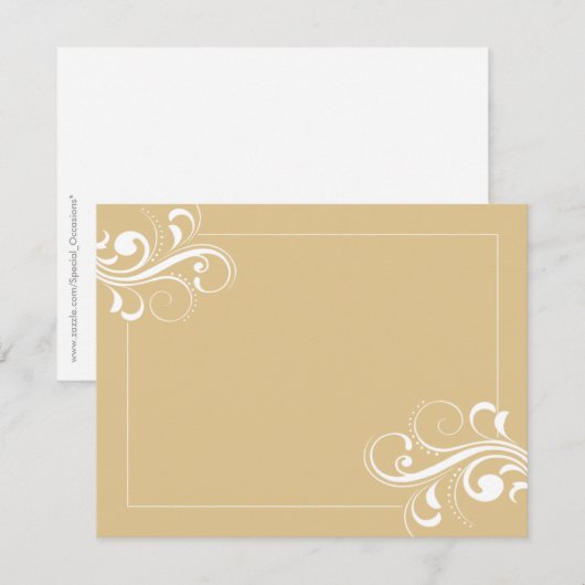 Le Fleur (wit/beige) 4,25x5.5 Flat Note Car Notitiekaartje (Voorkant / Achterkant)