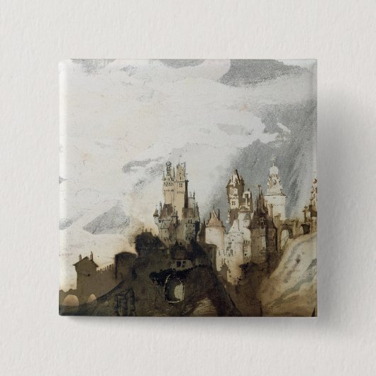 Le Gai Chateau Vierkante Button 5,1 Cm (Voorkant)