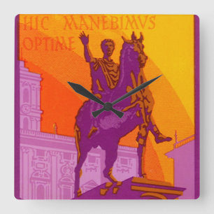 Le Grand Hotel Roma-standbeeld, Italië, vintage re Vierkante Klok