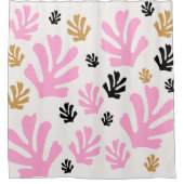 Le Jardin 01 botanische roze en goudhoudende blade Douchegordijn (Voorkant)