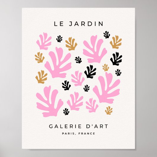 Le Jardin 01 botanische roze en goudhoudende blade Poster (Voorkant)