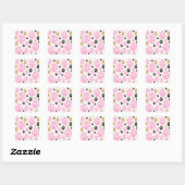 Le Jardin 01 botanische roze en goudhoudende blade Vierkante Sticker (Vel)