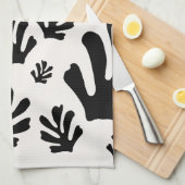 Le Jardin 02 Botanisch Zwart Wit Modern Bladeren Theedoek (Quarter Fold)