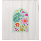 Le Jardin 03 Abstract Bloemen Groen Roze Bloemen Douchegordijn (Voorkant)
