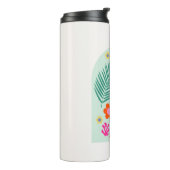 Le Jardin 03 Abstract Bloemen Groen Roze Bloemen Thermosbeker (Gedraaid links)