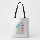 Le Jardin 03 Abstract Bloemen Groen Roze Bloemen Tote Bag (Voorkant)