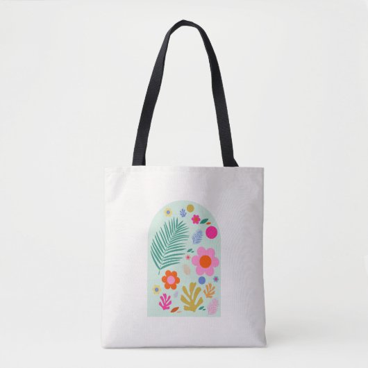 Le Jardin 03 Abstract Bloemen Groen Roze Bloemen Tote Bag (Voorkant)