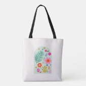 Le Jardin 03 Abstract Bloemen Groen Roze Bloemen Tote Bag (Achterkant)