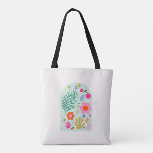 Le Jardin 03 Abstract Bloemen Groen Roze Bloemen Tote Bag (Achterkant)