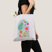 Le Jardin 03 Abstract Bloemen Groen Roze Bloemen Tote Bag (Dichtbij)