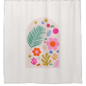 Le Jardin 04 Retro Bloemen Moderne Bloemen Douchegordijn (Voorkant)