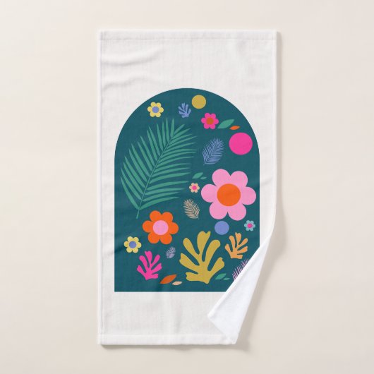 Le Jardin 05 Abstract Bloemen Navy Blue Floral Bad Handdoek (Handdoek)