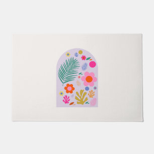 Le Jardin 07 Retro Flowers Pastel Lila Deurmat