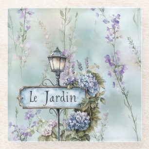 Le Jardin (de tuin) paarse bloemen Glazen Onderzetter