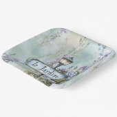 Le Jardin (de tuin)  paarse bloemen Papieren Bordje (Gebogen)