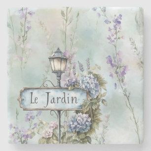 Le Jardin (de tuin) paarse bloemen Stenen Onderzetter