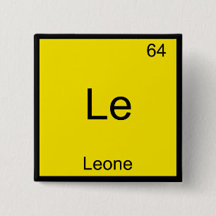 Le - Leone Grappig Chemie Elementsymbool T-shirt Vierkante Button 5,1 Cm