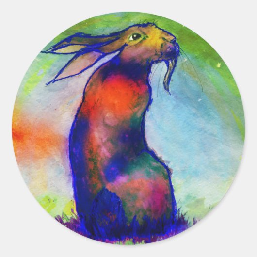-Le Lièvre Sauvage- Ronde Sticker (Voorkant)
