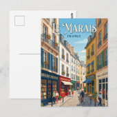 Le Marais Frankrijk Briefkaart (Voorkant / Achterkant)
